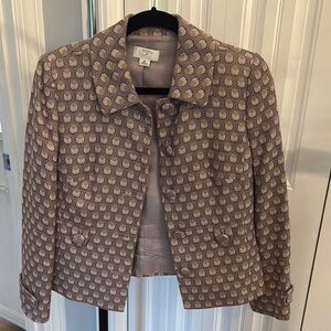 LOFT Women's Patterned Jacket - Purple and Cream